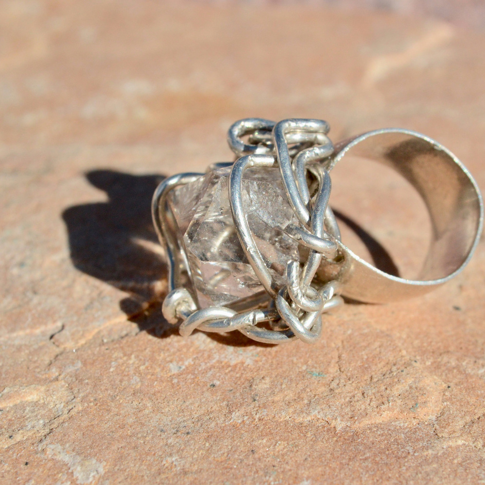 Herkimer Diamond Sterling Silver Ring Size Various Custom Statement 925 Cocktail - Picture 4 of 7